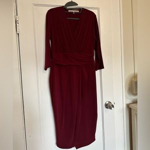 Rachel Roy Tulip Dress, Wine Burgundy color , size L large